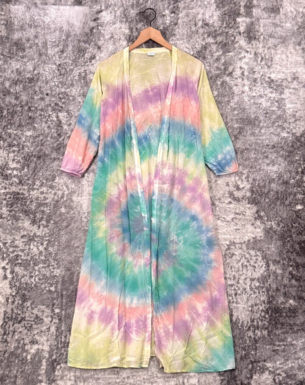 Rhode Resort 100% Silk Duster Cardigan Small Womens Tie Dye Open